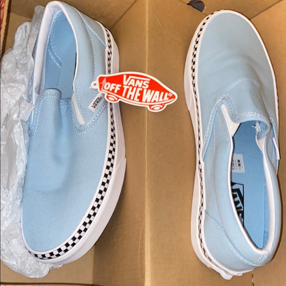 Blue Vans with Checkerboard Trim NWT